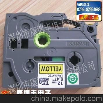 兄弟TZ-S611標(biāo)簽帶 6mm 黃底/黑字 強(qiáng)粘性線纜標(biāo)簽色帶圖片