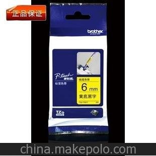 9MM兄弟色帶TZ-S621黃底/黑字(強(qiáng)粘性)兄弟標(biāo)簽機(jī)色帶PT-7600圖片