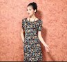 2013白马新款女装 冰丝短袖批发 欧美夏装印花连衣裙F8829