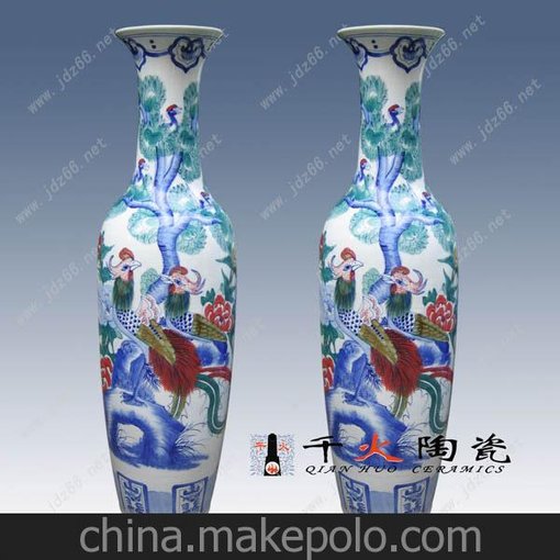 陶瓷大花瓶 景德鎮(zhèn)五彩龍鳳陶瓷大花瓶圖片
