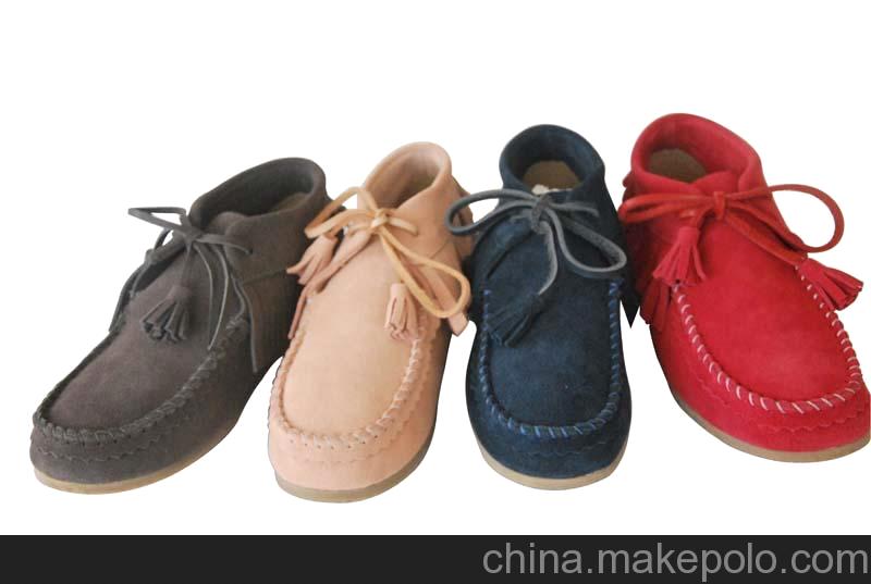 muks onka同款 內外真皮小流蘇豆豆底平底裸靴