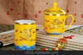精品陶瓷双龙戏珠（大老板杯）+中号笔筒茶具套装 欧式皇家陶瓷