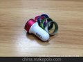 厂家供应新款车充，双USB车载充电，彩环充电器