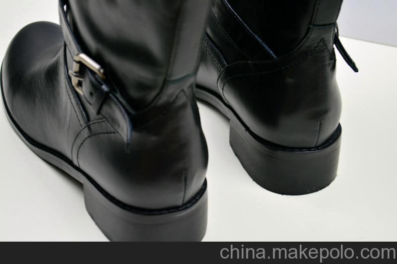 走秀款 頭層牛皮高筒氣質女靴 （皮帶搭扣設計）