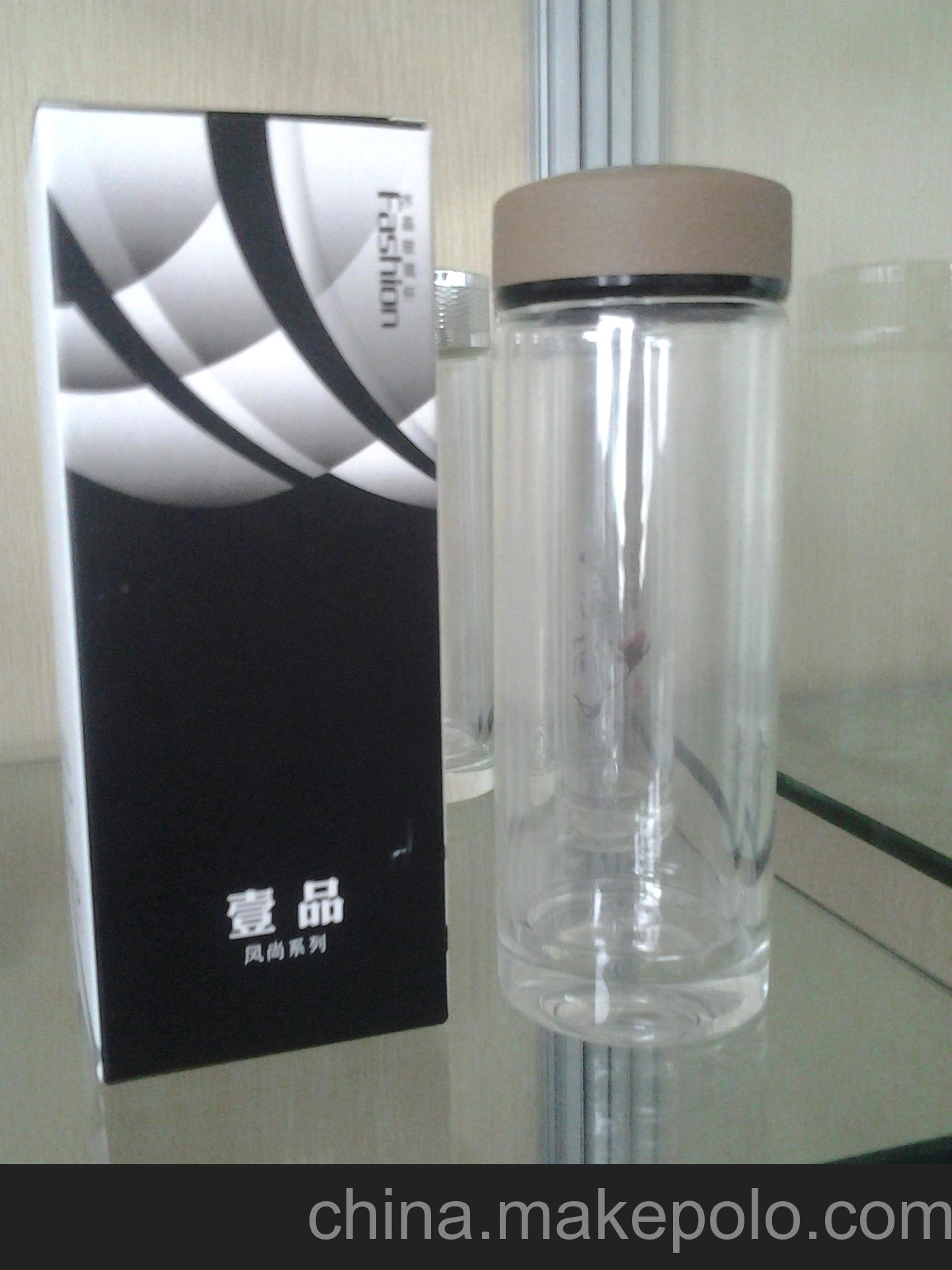 耐熱雙層水晶蓋玻璃茶杯280ml