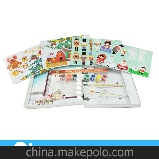 DIY 拼插類紙玩具 圣誕禮物 顏料可繪畫圖片